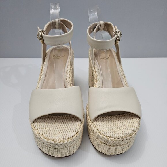 NEW Sam Edelman Immie Sandal Womens 10 Chunky Platform Block Heel Cream Leather - Picture 4 of 13